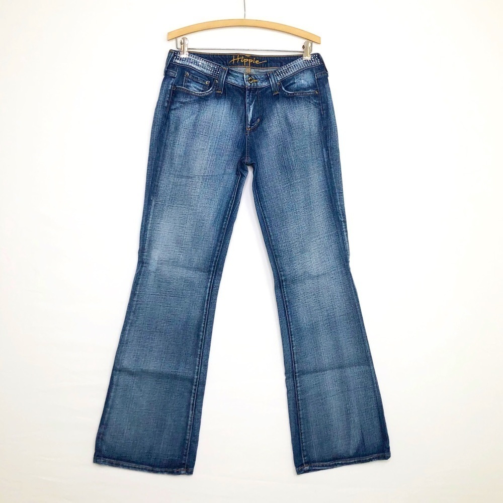 Hippie size 30 wide leg embellished sequin waist jeans